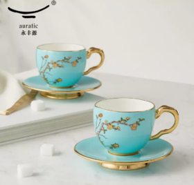 国瓷永丰源夫人瓷西湖蓝150ml4头杯碟