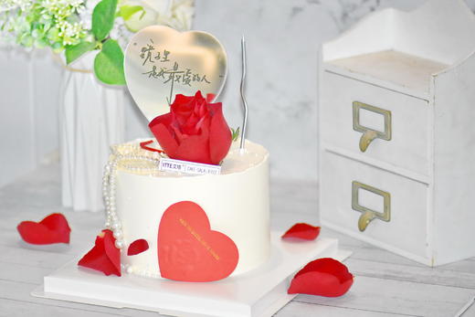 【镜子玫瑰蛋糕】动物奶油、新鲜水果、糯米蛋糕胚；镜子里，是我最爱的人~情人节 表白 女友 恋人 商品图0