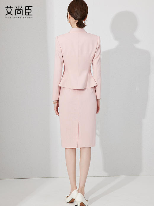 时尚职业套装女春粉色西装两件套裙装气质女神范主持人减龄 商品图6