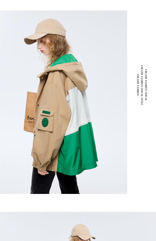 商场同款URLAZH有兰2023春季新款复古宽松连帽风衣外套女JM1JA03 商品图1