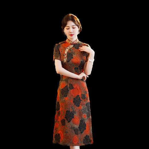 日常气质，春季改良A版刺绣旗袍中老年妈妈装旗袍ZA-018 商品图4