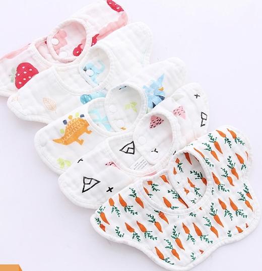 【5条】婴儿6层纱布围嘴泡泡纱全面口水巾 商品图0