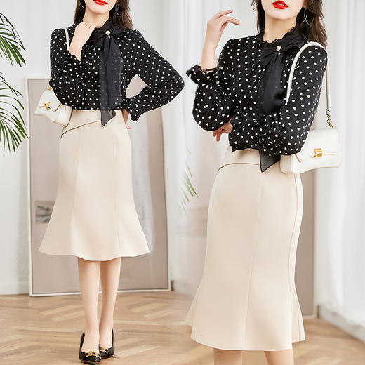 HRWM80139 2023春秋季收腰显瘦小众设计感青春洋气甜美两件套套裙女 商品图3