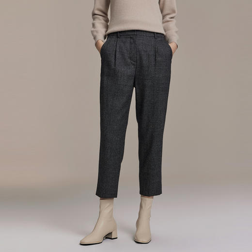 VGRASS进口面料千鸟格纹休闲裤女 商品图0