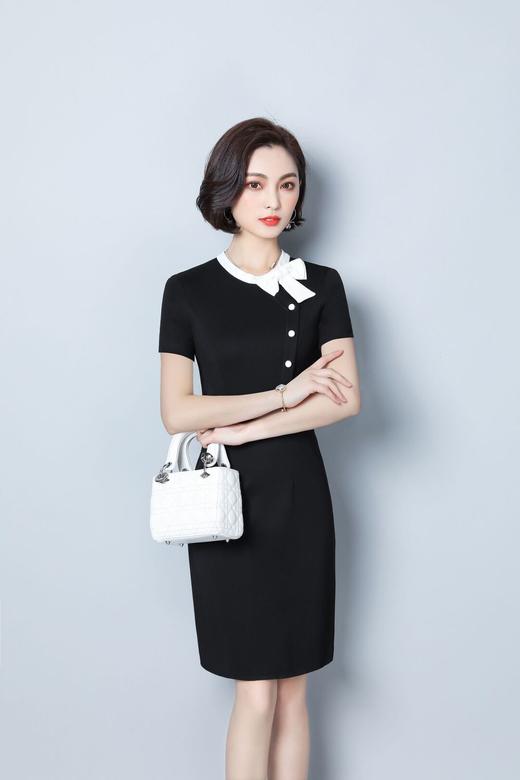 XYL-17363春装新款OL通勤气质收腰显瘦中长款七分袖千鸟格a型连衣裙女 商品图6