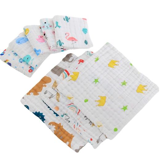 【5条】婴儿六层纱布全棉小方巾高密度口水巾毛巾泡泡纱提花 商品图5