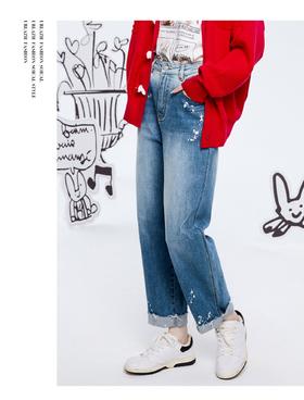 商场同款URLAZH有兰2023春季新款复古宽松直筒牛仔裤女LM1DP09