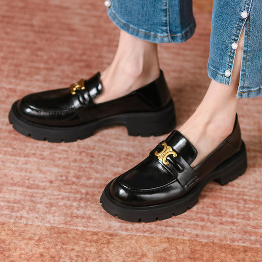 春季新款，真皮圆头厚跟厚底乐福鞋BY-H908 商品图9