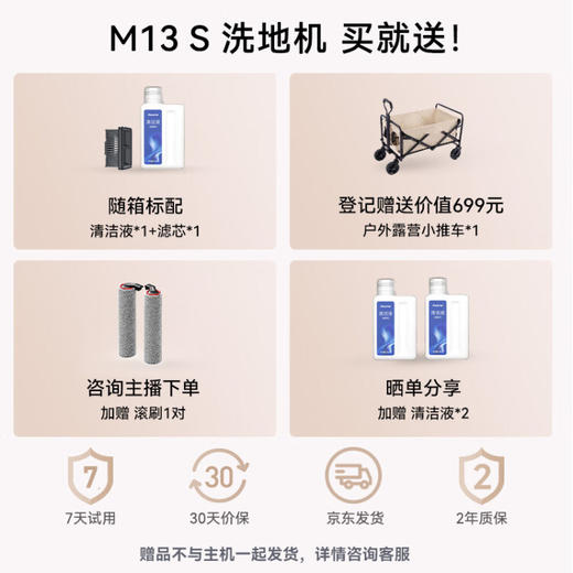 追觅洗地机家用4.0 吸洗拖一体机拖地机擦地机 吸尘器双滚多合一 一键自动清洗 无线智能手持M13 S 商品图2