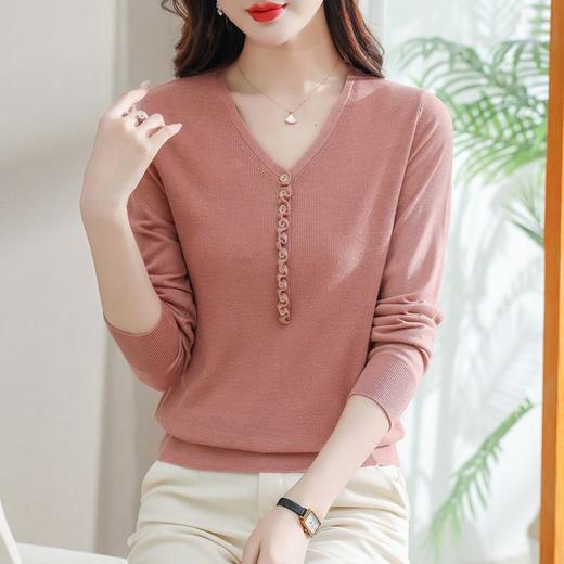 v领针织衫，套头韩版宽松显瘦打底衫螺纹上衣CC-103-57299 商品图1