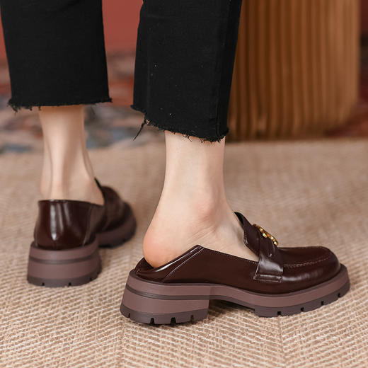春季新款，真皮圆头厚跟厚底乐福鞋BY-H908 商品图4