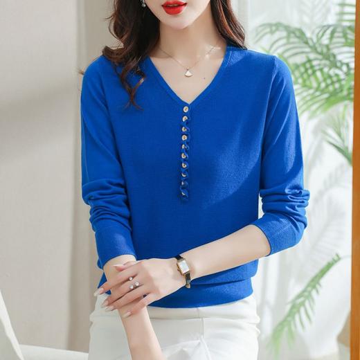 v领针织衫，套头韩版宽松显瘦打底衫螺纹上衣CC-103-57299 商品图0
