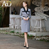 AD欧美复古格子西装裙撞色翻领职业连衣裙女2023新款主持人正装裙 商品缩略图2