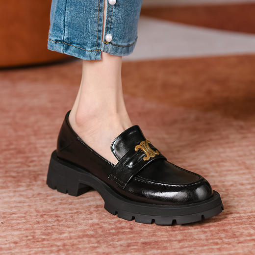 春季新款，真皮圆头厚跟厚底乐福鞋BY-H908 商品图8