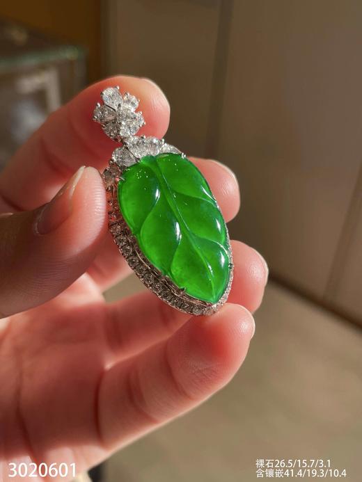 老坑高冰帝王绿叶子吊坠【3020601】具体价格微信咨询 商品图6