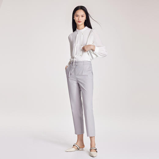 VGRASS100桑蚕丝中式复古通勤衬衫女 商品图1