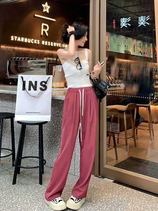 <曾小咸推荐>巨折清仓秒杀，稀有现货24小时发【仅限今日】 休闲阔腿裤女夏季薄款宽松直筒拖地高腰长裤 商品图2