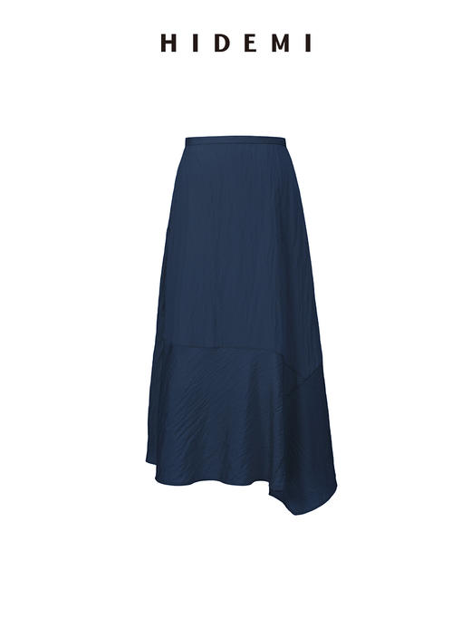 HIDEMI 褶皱云朵感极简涟漪领套装 上衣/半身裙 黄油色/藏蓝色 商品图11