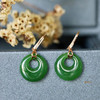 18K玫瑰金和田玉（碧玉）耳饰--福禄/高抵扣16*5mm/总长30mm/阳绿 商品缩略图0