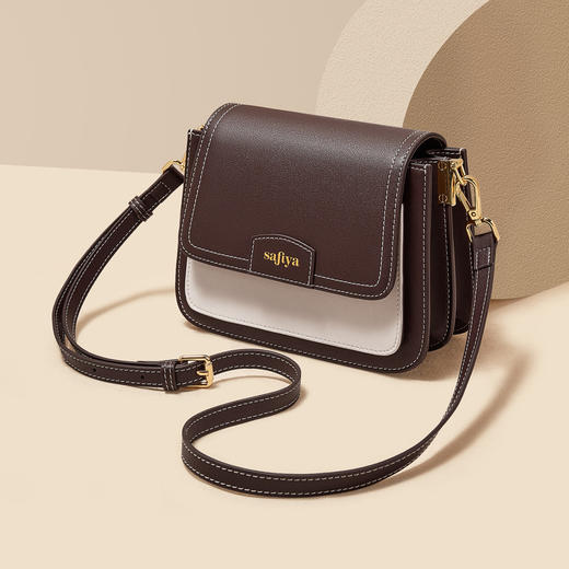 Safiya/索菲娅 牛皮包包2023新款小方包单肩包女式斜挎包女包SF997010Y 商品图1