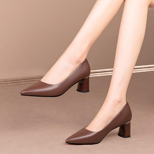 粗跟尖头高跟鞋，气质中跟职业黑色工作鞋HY-H3091 商品图2