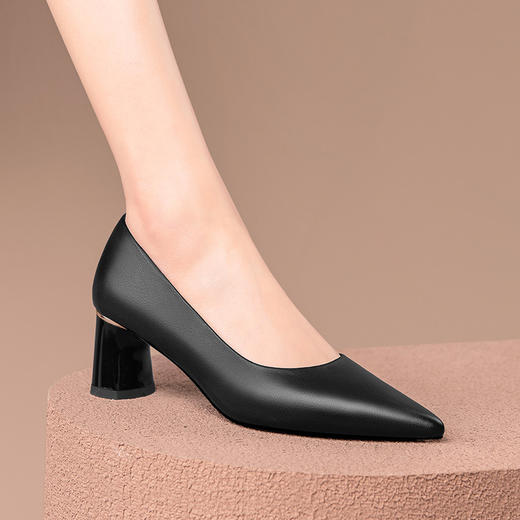 粗跟尖头高跟鞋，气质中跟职业黑色工作鞋HY-H3091 商品图5