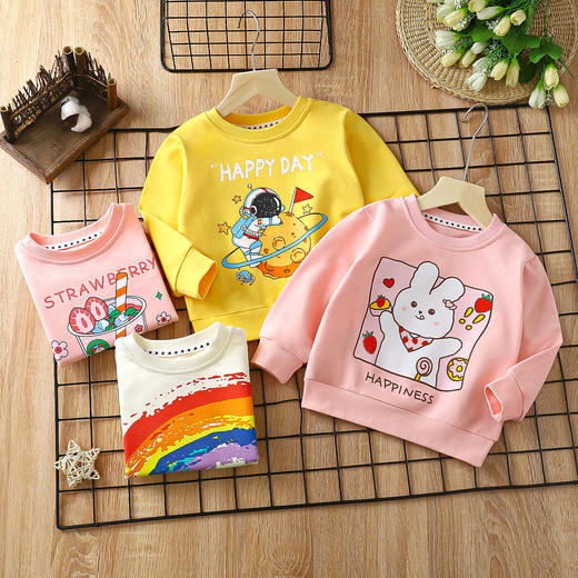 【2件5折】儿童纯棉A类春季卫衣男童女童休闲上衣40支精梳棉 商品图3