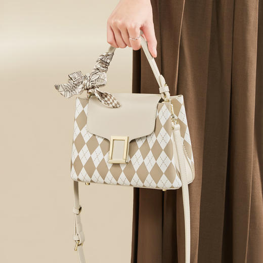 Safiya/索菲娅 2022新款百搭格纹高级单肩包包女斜挎包手提女包SF900155Y 商品图1