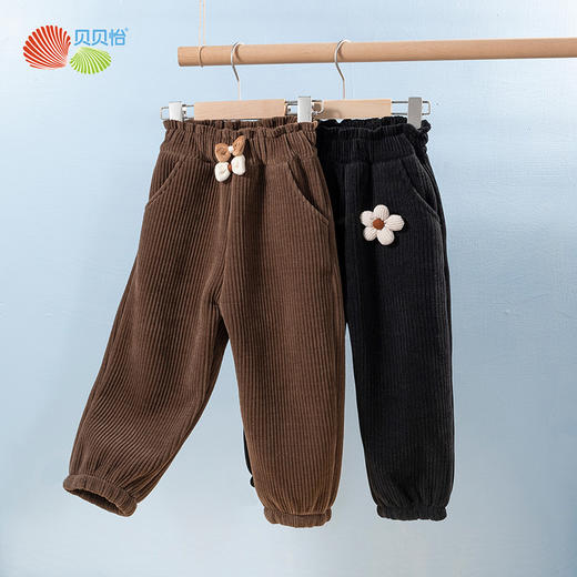 贝贝怡童装女童裤子冬季加绒保暖宝宝休闲长裤运动裤外穿加厚冬装224K2463 商品图0