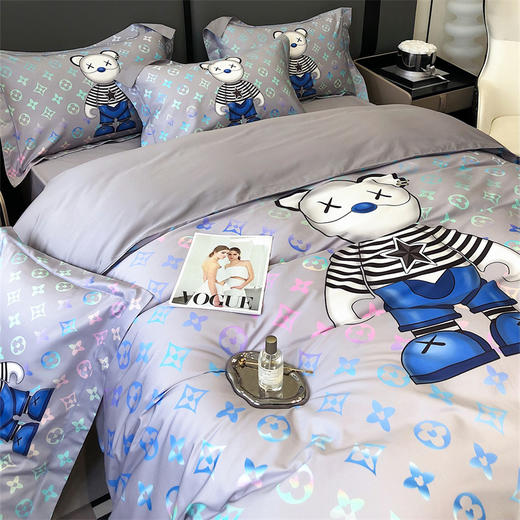 自然醒60支长绒棉泰迪熊四件套金太阳面料正版授权全棉轻奢潮尚大牌风床上用品KY 商品图3