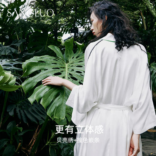 SANGLUO真丝睡袍女士长款双面柔滑100%桑蚕丝居家晨袍可外穿睡衣 商品图3