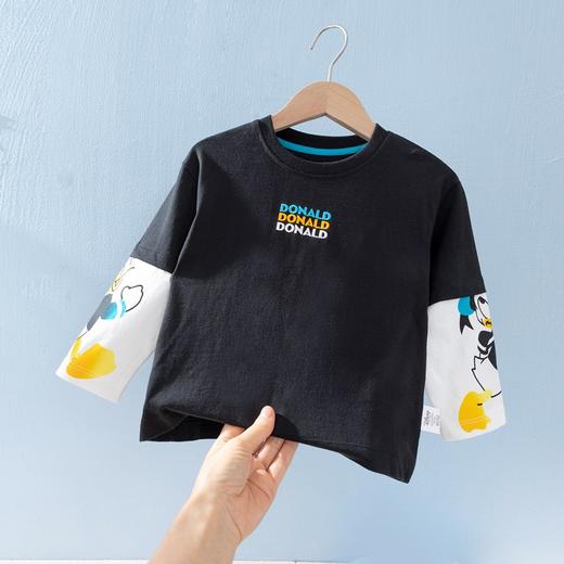 迪士尼童装男童长袖T恤秋季中大童洋气潮搭DUCK假两件上衣223S1736 商品图1