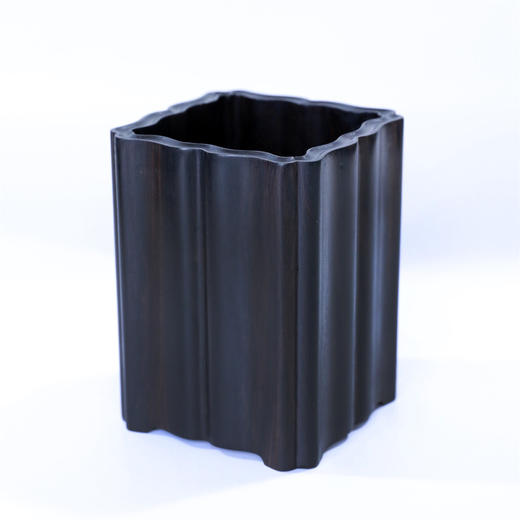 方形葵口°紫光檀素笔筒 商品图0