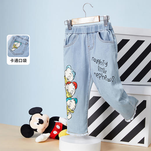 迪士尼童装女童牛仔裤唐老鸭可爱卡通宝宝春秋运动休闲长裤221DK0267 商品图2