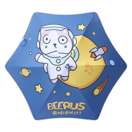 晴雨两用！滑轮安全儿童中号长柄伞，自带口哨，弹性软胶滚轮，圆角反光条设计，防戳更安全，玻纤伞骨三角加因，轻量伞架方便携带 商品图2