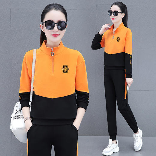 休闲运动服套装时尚卫衣宽松大码立领长袖两件套TR-6869 商品图6
