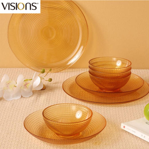 康宁 VISIONS 琥珀色餐具8件组A 4个小碗2个深盘2个浅盘 餐具套装便捷高颜值简约土耳其套装 VS-AMR8A/KZ 商品图1