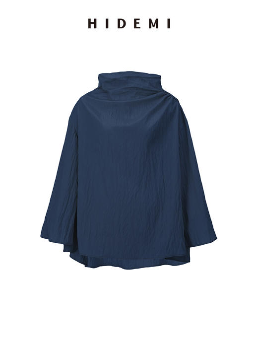 HIDEMI 褶皱云朵感极简涟漪领套装 上衣/半身裙 黄油色/藏蓝色 商品图10