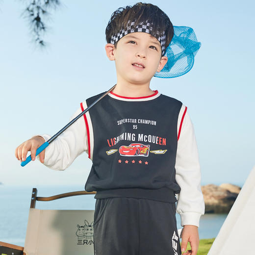 【商场同款】迪士尼童装男童假两件套头卫衣闪电麦昆米奇玩具总动员卡通休闲衣221DS0393 商品图1