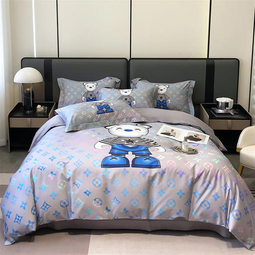 自然醒60支长绒棉泰迪熊四件套金太阳面料正版授权全棉轻奢潮尚大牌风床上用品KY 商品图1