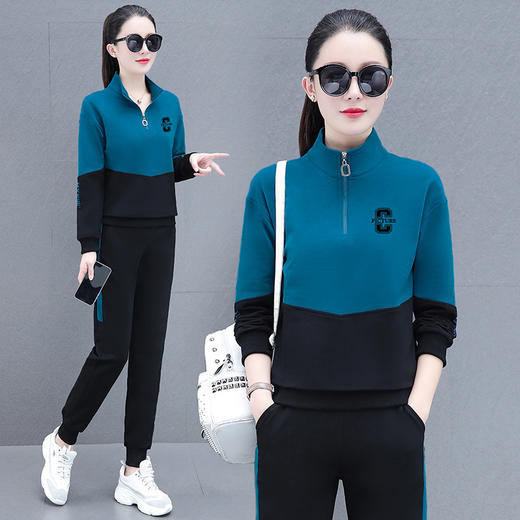 休闲运动服套装时尚卫衣宽松大码立领长袖两件套TR-6869 商品图5
