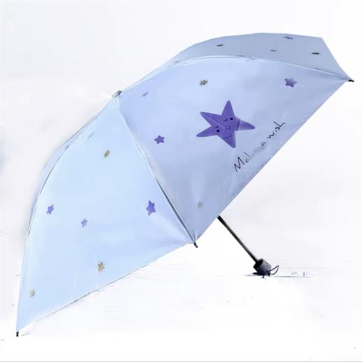 天堂伞黑胶防晒遮太阳伞女折叠超轻小巧晴雨伞两用小清新三折晴雨伞1把33791E 商品图6