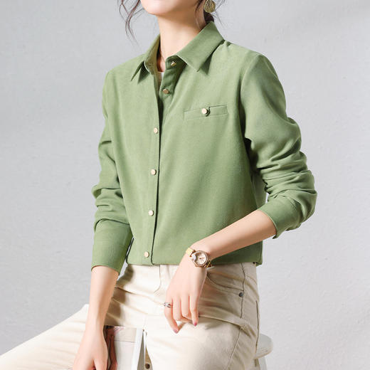 港味复古别致小众设计感新款加厚衬衣TR-LXH89054 商品图1