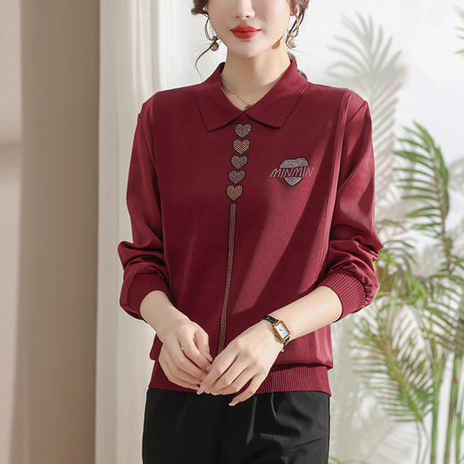 妈妈翻领打底衫，针织假两件上衣小衫薄CC-80-2830 商品图1