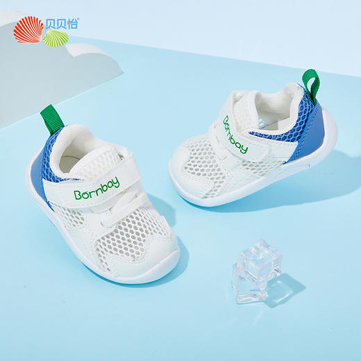 贝贝怡儿童学步鞋婴幼儿网眼透气防滑宝宝鞋春夏季白色鞋子男女宝 商品图1