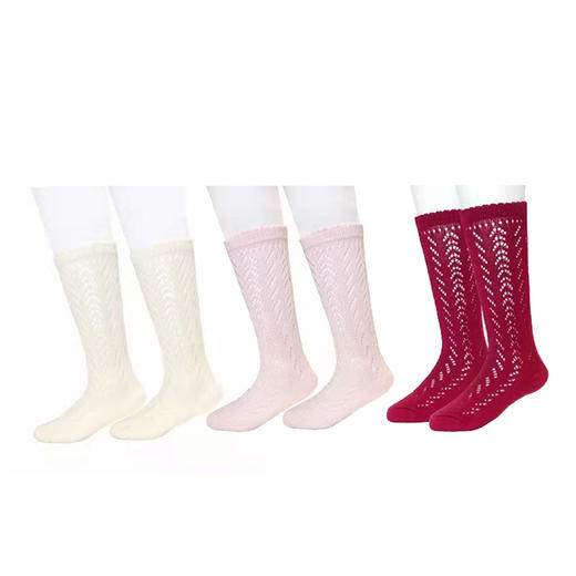 1-8岁 | 法国Q.cutians 女童洞洞袜镂空中长筒春夏款女孩公主袜（颜色随机） 商品图0