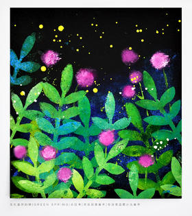 《水粉漏印版画/生机盎然的绿》春天/春季/同类色/水粉/拓印/自动发货：下单后，点击手机短信中收到的链接，即可获取文件下载的链接；如有任何问题，可添加客服微信hm33268获得帮助】