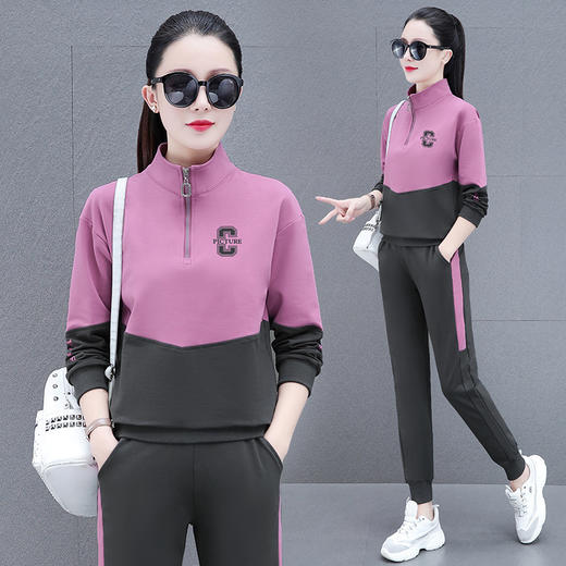 休闲运动服套装时尚卫衣宽松大码立领长袖两件套TR-6869 商品图7