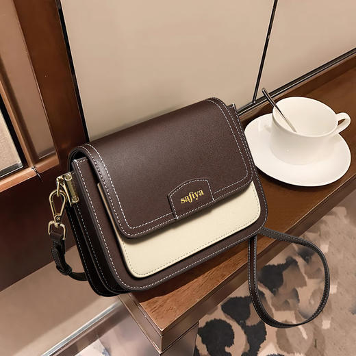Safiya/索菲娅 牛皮包包2023新款小方包单肩包女式斜挎包女包SF997010Y 商品图0