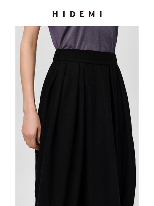 HIDEMI 黑色极简慵懒茧型半身长裙 商品图4